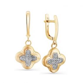 Серьги из лимонного золота Мастер Бриллиант 06M2-308099-00-00 с бриллиантом 06M2-308099-00-00 фото