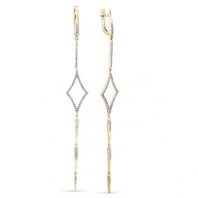 Серьги из лимонного золота Мастер Бриллиант 06M2-308112-00-00 с бриллиантом 06M2-308112-00-00 фото