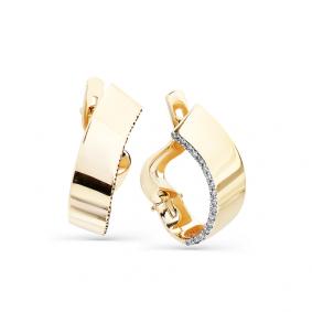 Серьги из лимонного золота Мастер Бриллиант 06M2-308118-00-00 с бриллиантом 06M2-308118-00-00 фото