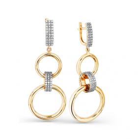 Серьги из лимонного золота Мастер Бриллиант 06M2-308120-00-00 с бриллиантом 06M2-308120-00-00 фото