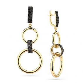 Серьги из лимонного золота Мастер Бриллиант 06M2-308120-00-48 с чёрным бриллиантом 06M2-308120-00-48 фото