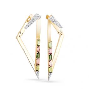 Серьги из лимонного золота Мастер Бриллиант 06M2-308127-00-60 с бриллиантом и турмалином 06M2-308127-00-60 фото