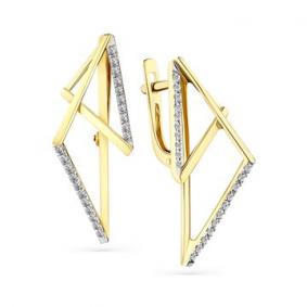 Серьги из лимонного золота Мастер Бриллиант 06M2-308141-00-00 с бриллиантом 06M2-308141-00-00 фото