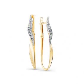 Серьги из лимонного золота Мастер Бриллиант 06M2-308142-00-00 с бриллиантом 06M2-308142-00-00 фото