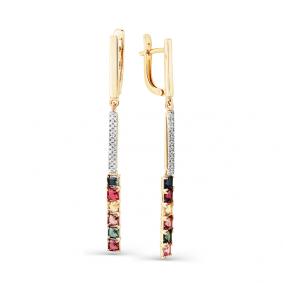 Серьги из лимонного золота Мастер Бриллиант 06M2-308146-01-60-7 с бриллиантом и турмалином 06M2-308146-01-60-7 фото