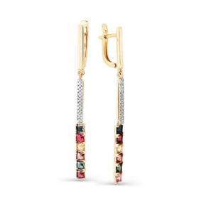 Серьги из лимонного золота Мастер Бриллиант 06M2-308146-01-60 с бриллиантом 06M2-308146-01-60 фото