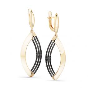 Серьги из лимонного золота Мастер Бриллиант 06M2-308150-00-48 с чёрным бриллиантом 06M2-308150-00-48 фото