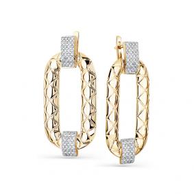 Серьги из лимонного золота Мастер Бриллиант 06M2-308153-00-00 с бриллиантом 06M2-308153-00-00 фото