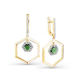 Серьги из лимонного золота Мастер Бриллиант 06M2-308168-00-18 с бриллиантом и турмалином 06M2-308168-00-18 фото