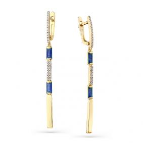 Серьги из лимонного золота Мастер Бриллиант 06M2-308171-00-02 с бриллиантом и сапфиром 06M2-308171-00-02 фото