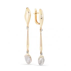 Серьги из лимонного золота Мастер Бриллиант 06M2-308181-00-28 с бриллиантом и жемчугом 06M2-308181-00-28 фото