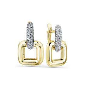 Серьги из лимонного золота Мастер Бриллиант 06M2-308204-00-00 с бриллиантом 06M2-308204-00-00 фото