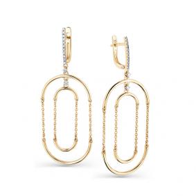 Серьги из лимонного золота Мастер Бриллиант 06M2-308240-00-00 с бриллиантом 06M2-308240-00-00 фото