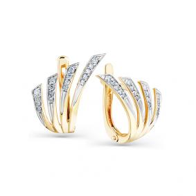 Серьги из лимонного золота Мастер Бриллиант 06M2-308294-00-00 с бриллиантом 06M2-308294-00-00 фото