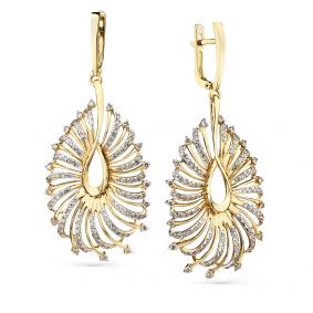 Серьги из лимонного золота Мастер Бриллиант 06M2-308322-00-00 с бриллиантом 06M2-308322-00-00 фото