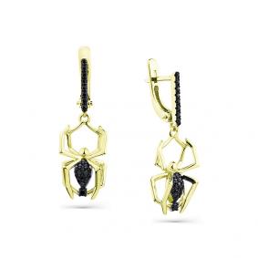 Серьги из лимонного золота Мастер Бриллиант 06M2-308324-00-48 с чёрным бриллиантом 06M2-308324-00-48 фото