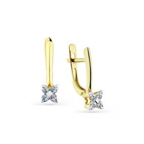 Серьги из лимонного золота Мастер Бриллиант 06M2-308327-00-00 с бриллиантом 06M2-308327-00-00 фото