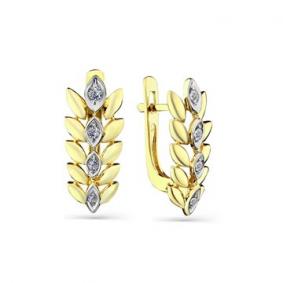 Серьги из лимонного золота Мастер Бриллиант 06M2-308329-00-00 с бриллиантом 06M2-308329-00-00 фото