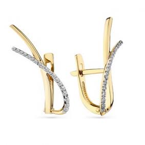 Серьги из лимонного золота Мастер Бриллиант 06M2-308338-00-00 с бриллиантом 06M2-308338-00-00 фото