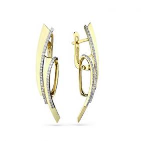 Серьги из лимонного золота Мастер Бриллиант 06M2-308340-00-00 с бриллиантом 06M2-308340-00-00 фото