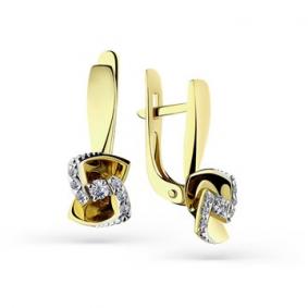 Серьги из лимонного золота Мастер Бриллиант 06M2-308348-00-00 с бриллиантом 06M2-308348-00-00 фото