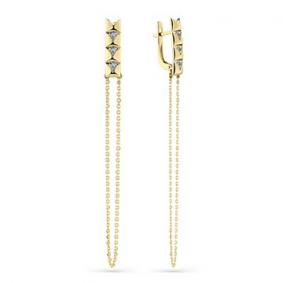 Серьги из лимонного золота Мастер Бриллиант 06M2-308366-00-00 с бриллиантом 06M2-308366-00-00 фото