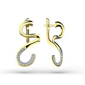 Серьги из лимонного золота Мастер Бриллиант 06M2-308376-00-00 с бриллиантом 06M2-308376-00-00 фото