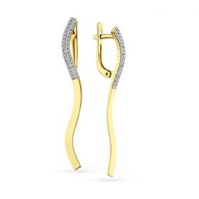 Серьги из лимонного золота Мастер Бриллиант 06M2-308393-00-00 с бриллиантом 06M2-308393-00-00 фото