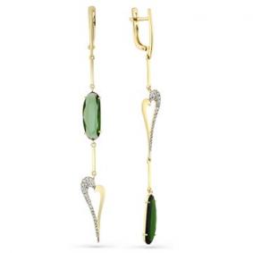 Серьги из лимонного золота Мастер Бриллиант 06M2-308400-00-18 с бриллиантом и турмалином 06M2-308400-00-18 фото