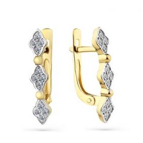 Серьги из лимонного золота Мастер Бриллиант 06M2-308430-00-00 с бриллиантом 06M2-308430-00-00 фото