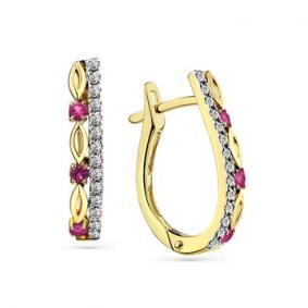 Серьги из лимонного золота Мастер Бриллиант 06M2-308433-00-03 с бриллиантом и рубином 06M2-308433-00-03 фото