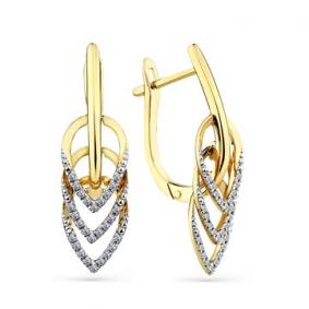 Серьги из лимонного золота Мастер Бриллиант 06M2-308441-00-00 с бриллиантом 06M2-308441-00-00 фото