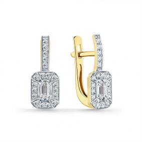 Серьги из лимонного золота Мастер Бриллиант 06M2-308459-01-00 с бриллиантом 06M2-308459-01-00 фото