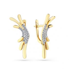 Серьги из лимонного золота Мастер Бриллиант 06M2-308469-00-00 с бриллиантом 06M2-308469-00-00 фото