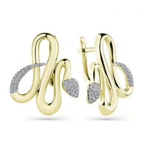 Серьги из лимонного золота Мастер Бриллиант 06M2-308471-00-00 с бриллиантом 06M2-308471-00-00 фото