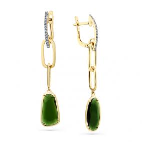 Серьги из лимонного золота Мастер Бриллиант 06M2-308489-00-18 с бриллиантом и турмалином 06M2-308489-00-18 фото