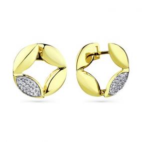 Серьги из лимонного золота Мастер Бриллиант 06M2-308504-00-00 с бриллиантом 06M2-308504-00-00 фото