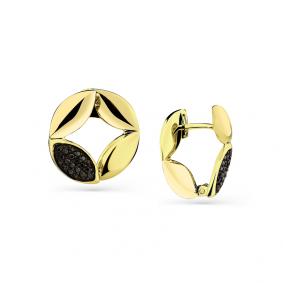 Серьги из лимонного золота Мастер Бриллиант 06M2-308504-00-48 с чёрным бриллиантом 06M2-308504-00-48 фото