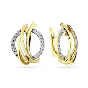 Серьги из лимонного золота Мастер Бриллиант 06M2-308515-00-00 с бриллиантом 06M2-308515-00-00 фото