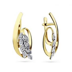 Серьги из лимонного золота Мастер Бриллиант 06M2-308547-00-00 с бриллиантом 06M2-308547-00-00 фото