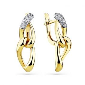 Серьги из лимонного золота Мастер Бриллиант 06M2-308550-00-00 с бриллиантом 06M2-308550-00-00 фото