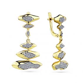 Серьги из лимонного золота Мастер Бриллиант 06M2-308564-00-00 с бриллиантом 06M2-308564-00-00 фото