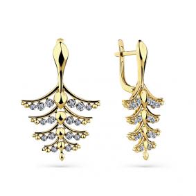 Серьги из лимонного золота Мастер Бриллиант 06M2-308567-00-00 с бриллиантом 06M2-308567-00-00 фото