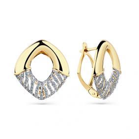 Серьги из лимонного золота Мастер Бриллиант 06M2-308573-00-00 с бриллиантом 06M2-308573-00-00 фото