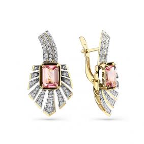 Серьги из лимонного золота Мастер Бриллиант 06M2-308597-01-60 с бриллиантом и турмалином 06M2-308597-01-60 фото