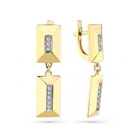 Серьги из лимонного золота Мастер Бриллиант 06M2-308613-00-00 с бриллиантом 06M2-308613-00-00 фото