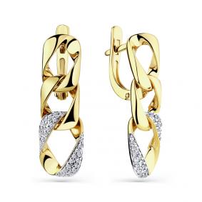 Серьги из лимонного золота Мастер Бриллиант 06M2-308615-00-00 с бриллиантом 06M2-308615-00-00 фото