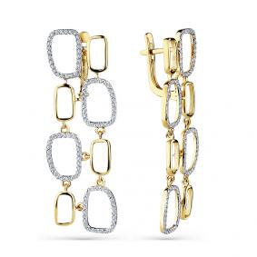 Серьги из лимонного золота Мастер Бриллиант 06M2-308621-00-00 с бриллиантом 06M2-308621-00-00 фото