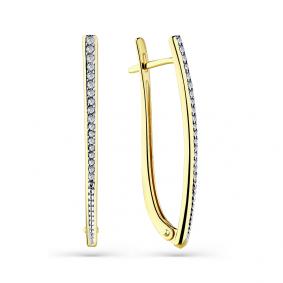 Серьги из лимонного золота Мастер Бриллиант 06M2-308668-00-00 с бриллиантом 06M2-308668-00-00 фото