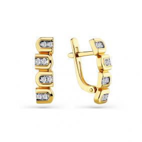 Серьги из лимонного золота Мастер Бриллиант 06M2-308728-00-00 с бриллиантом 06M2-308728-00-00 фото